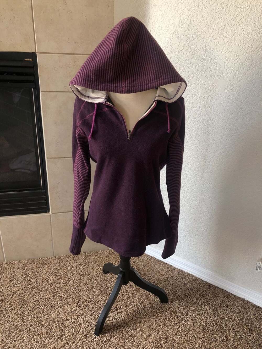 prAna Breathe Wool Blend 1/4 Zip Hooded Sweater
